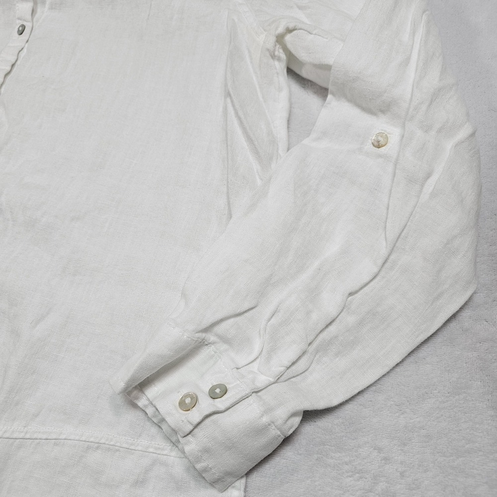 Tahari Tunic Shirt Women's L 100% Linen Long Sleeve Button Up Casual Blouse Top - Picture 4 of 10